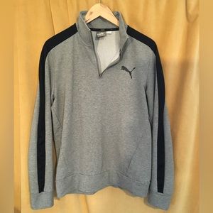 EUC- worn once or twice. Puma 1/4 zip w/black stripe down arms. Size M